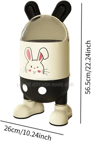 Rabbit-Shaped Trash Can With Lid Household Dust Bin, Black