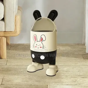 Rabbit-Shaped Trash Can With Lid Household Dust Bin, Black