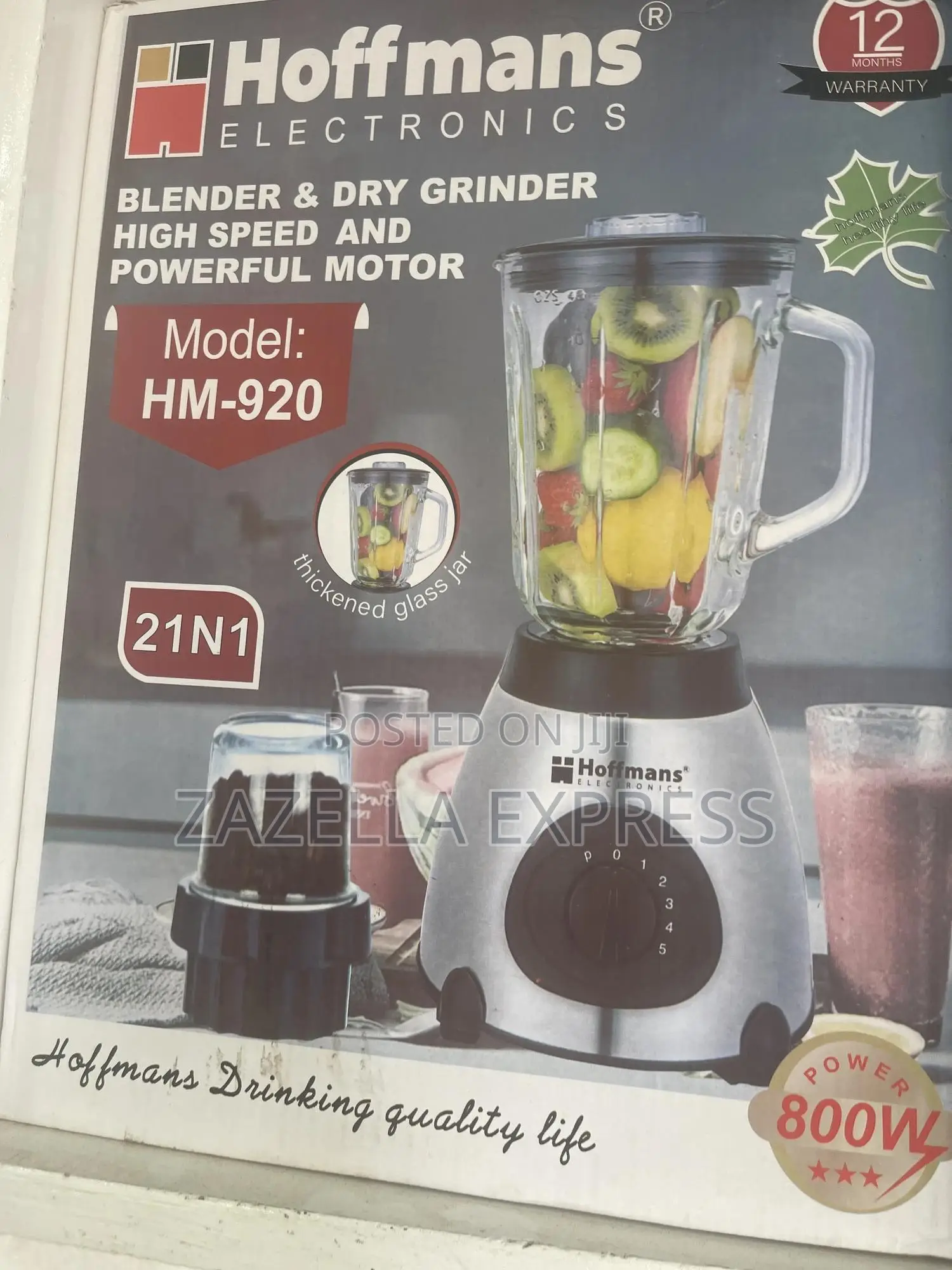 Hoffmans 2 in 1 Glass Blender