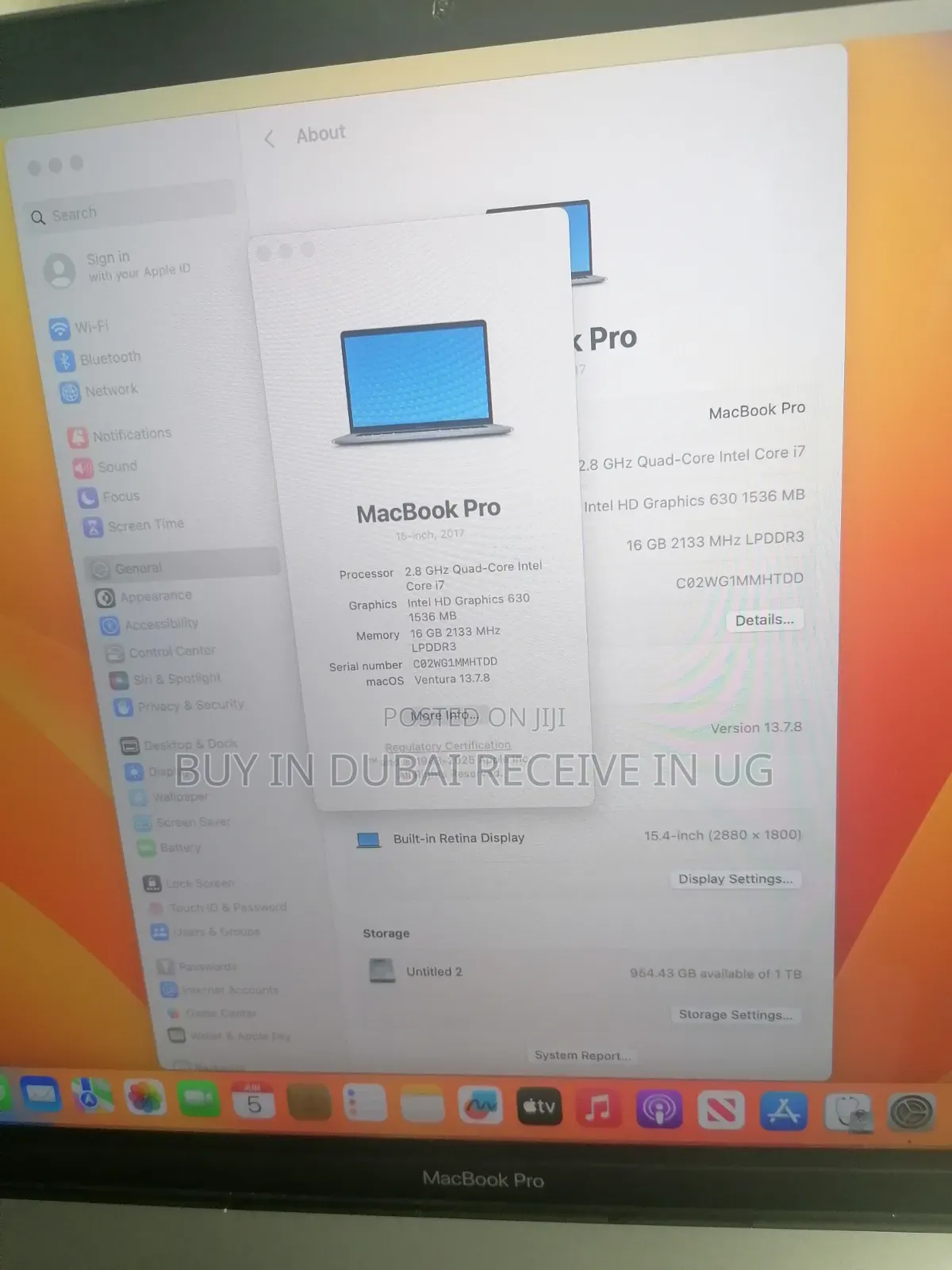Laptop Apple MacBook Pro 2017 16GB Intel Core i7 SSD 1T