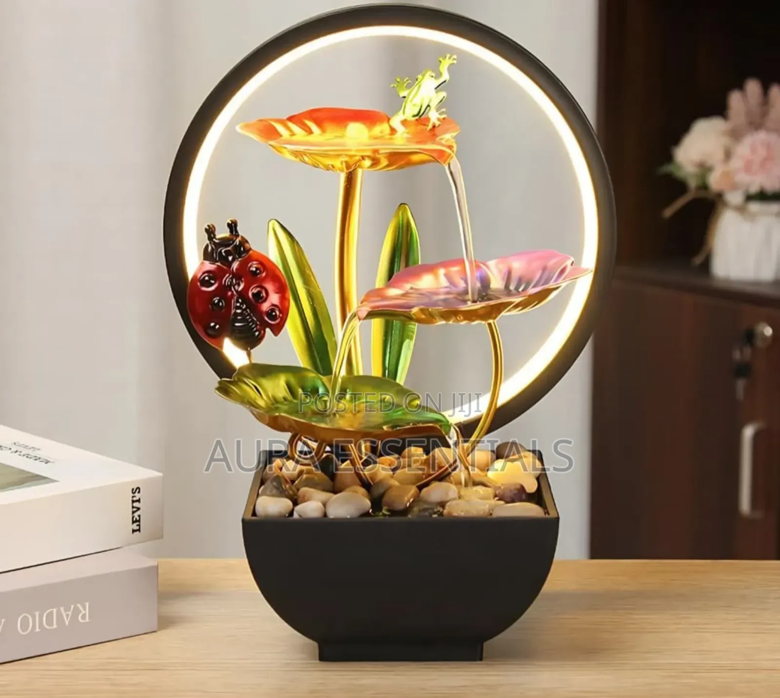 Ladybug Tabletop Fountain With Led Lighting