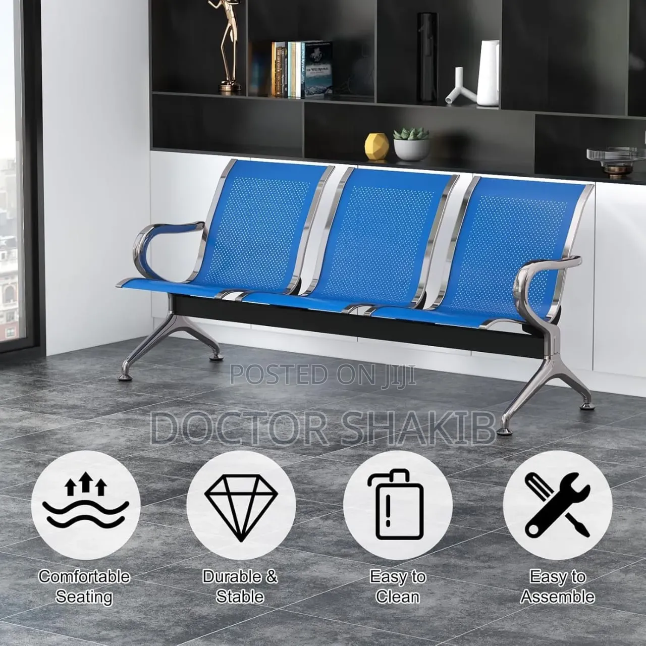 3-Seater Waiting Room Bench