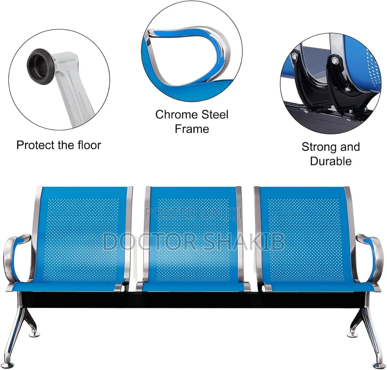 3-Seater Waiting Room Bench