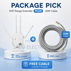 Indoor Wifi Repeater + 20m Cable Package- Wifi Extender- Access Point