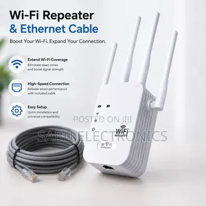 Wifi Repeater + 10m Ethernet Cable Package - Wifi Range Extender
