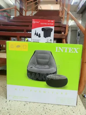 Intex Ultra Lounge Inflatable Chair and Ottoman Set With Pump