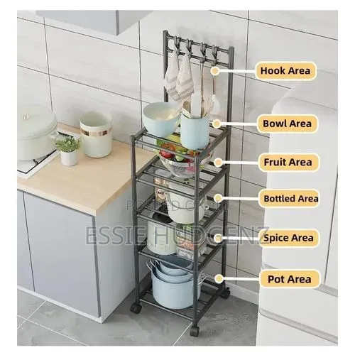 5-Tier Heavy Duty Metallic Kitchen Storage Rack