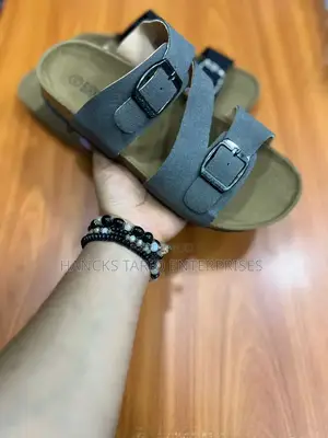 Pair of Grey Dual-Strap Sandals