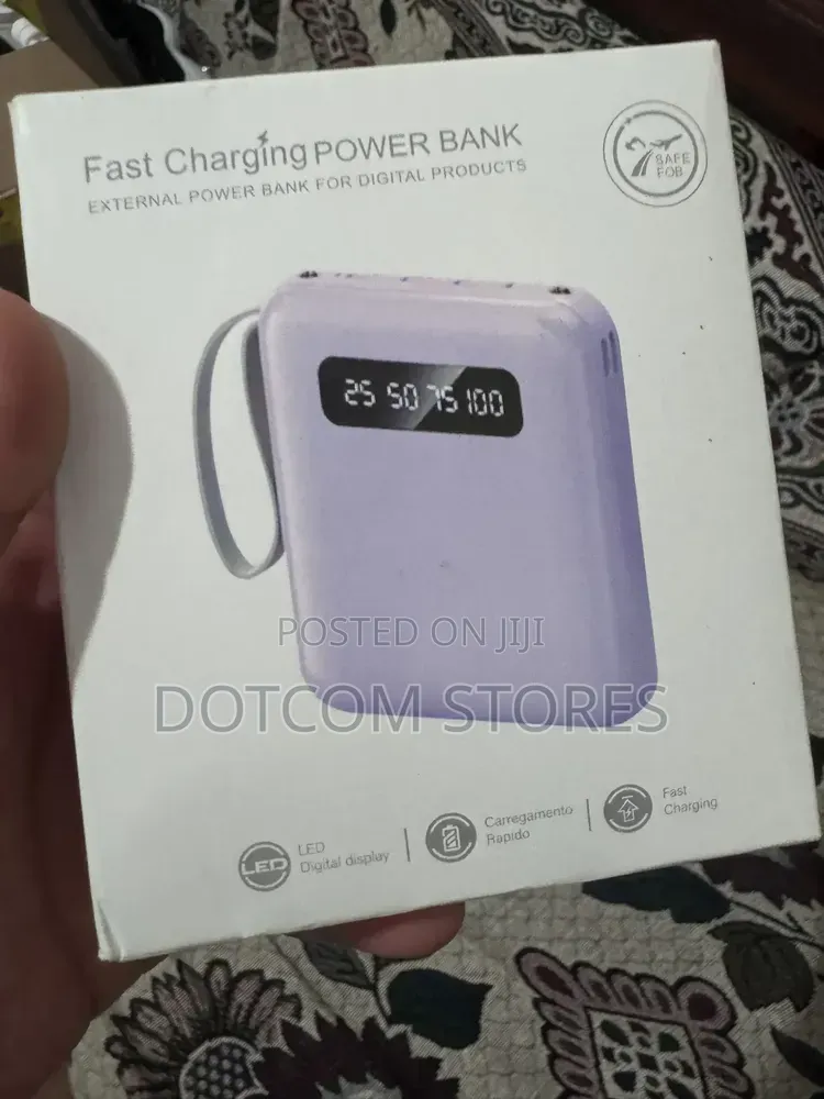 Fast Charge Mini Portable Power Bank With Built-in Cable – 20000mah