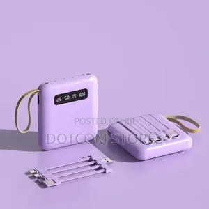 Fast Charge Mini Portable Power Bank With Built-in Cable – 20000mah