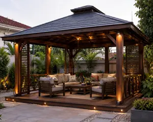 Elegant Wooden Gazebo Design Installation