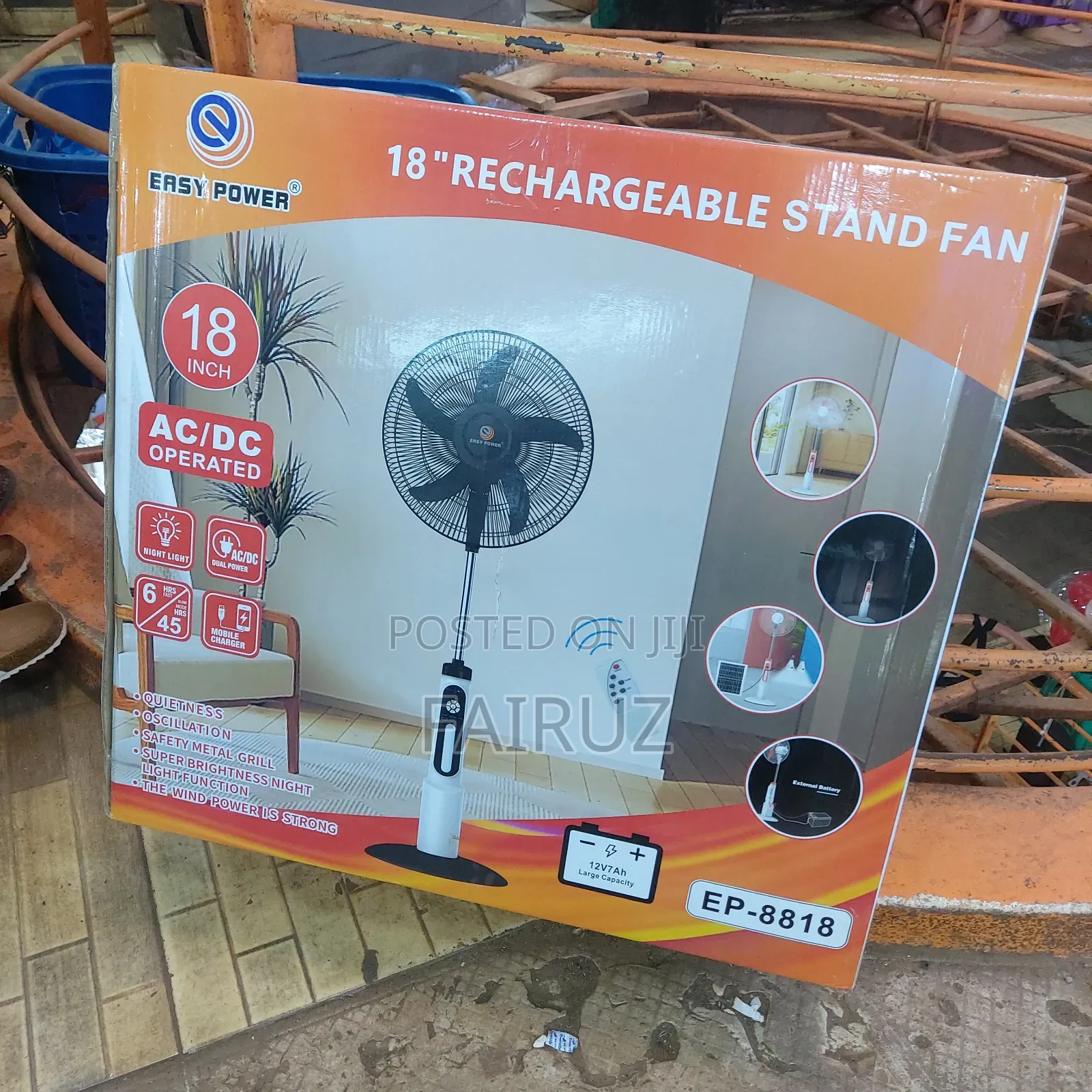 18 Inch Rechargeable Stand Fan With Remote Control