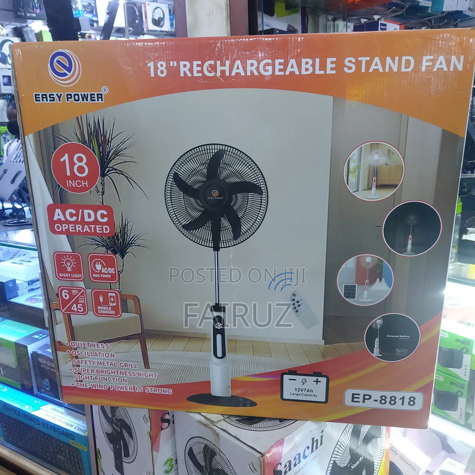 18 Inch Rechargeable Stand Fan With Remote Control