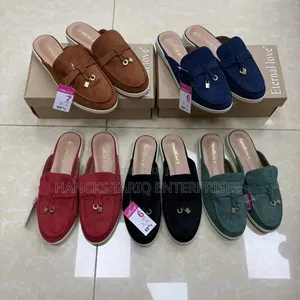 Tan, Slip-on Mule Loafers.
