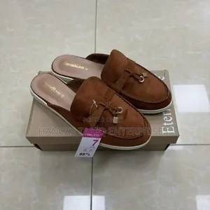 Tan, Slip-on Mule Loafers.