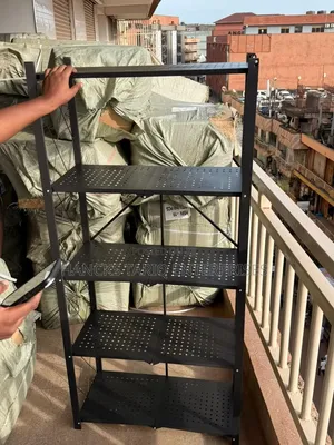 Black, Foldable Metal Shelving