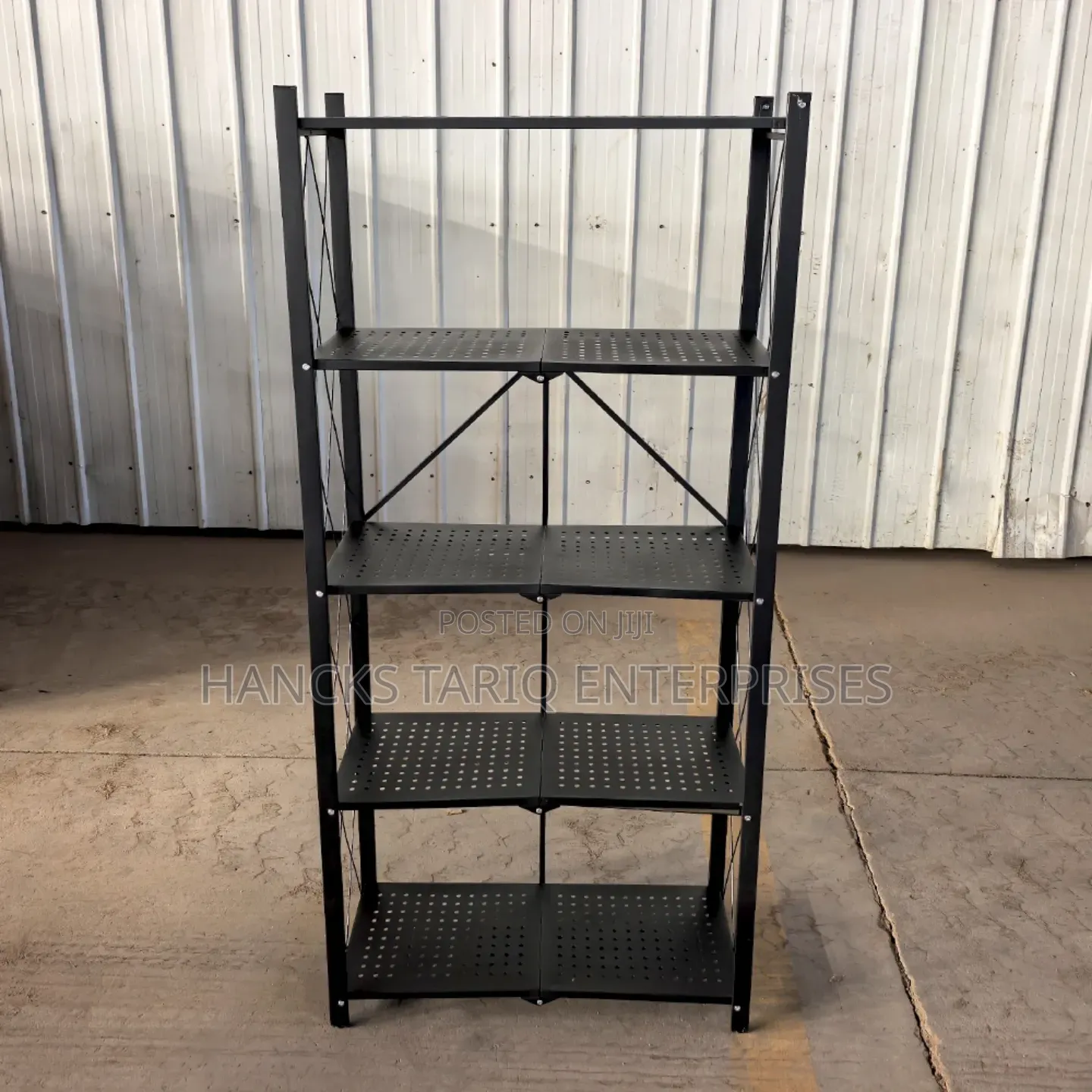 Black, Foldable Metal Shelving