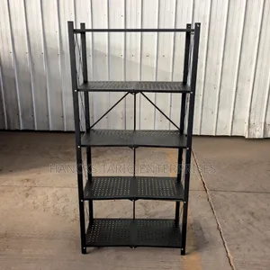 Black, Foldable Metal Shelving
