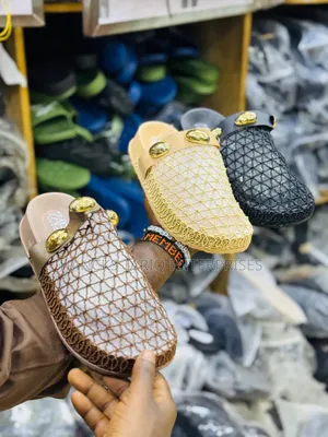 Pair Of Multi-colored , Textured Slip-on Mules