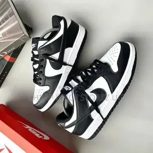 These Are Nike Dunk Low Sneakers in the Popular Black and White