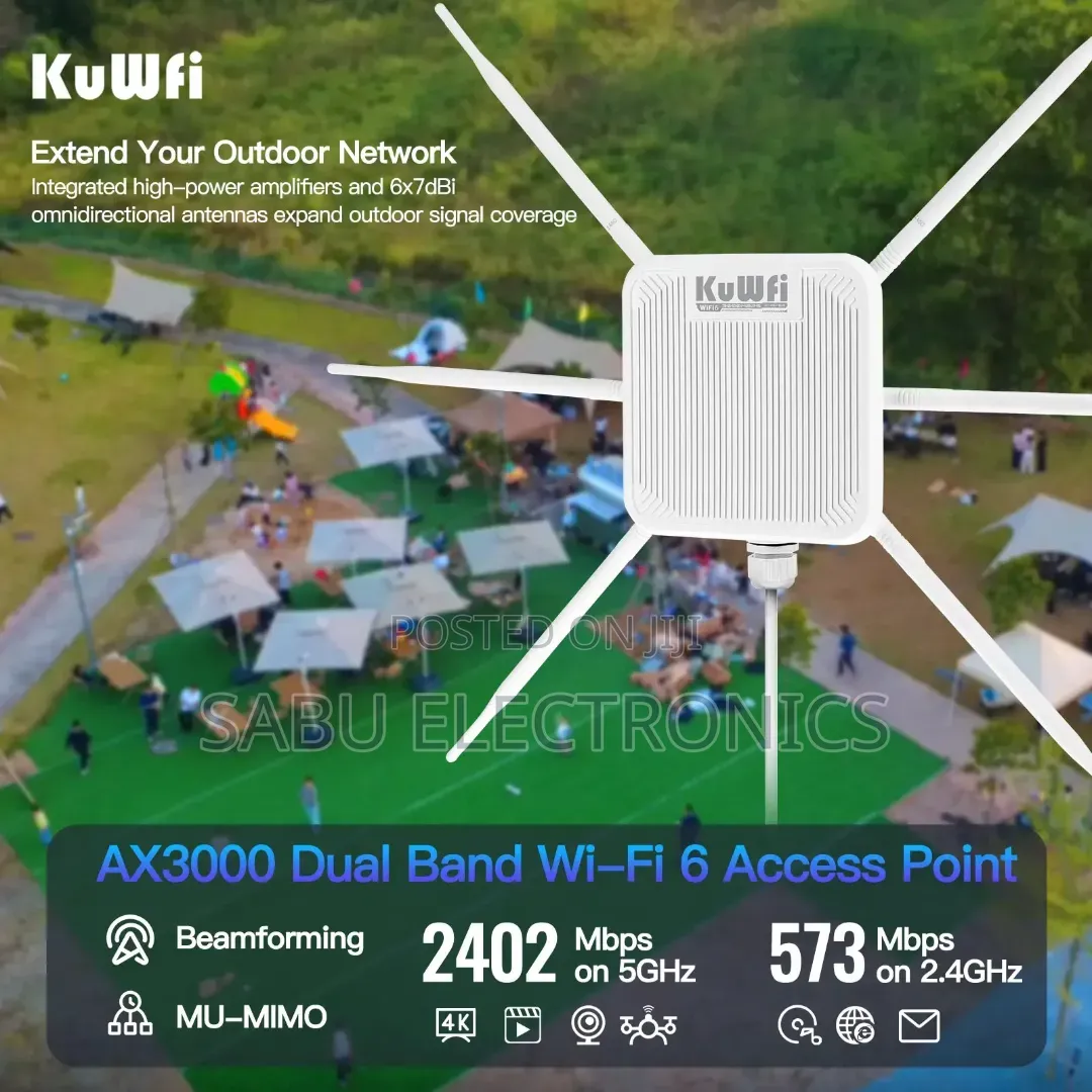 Kuwfi Wifi6 Outdoor Access Point 3000mbps 300-700m Longrange Extension