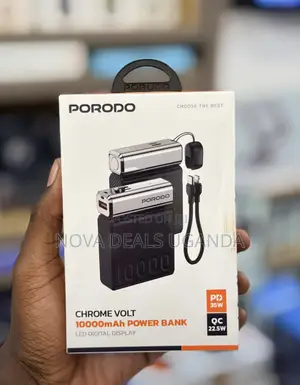 Porodo Chrome Volt 10000mah Power Bank 35w, Fast Charging Type-C Led