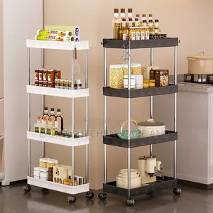 4 Tier Rack Trolley On Wheels Rollcart Kitchen Storage Shelf Organiser