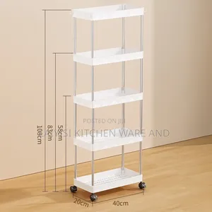 4 Tier Rack Trolley On Wheels Rollcart Kitchen Storage Shelf Organiser