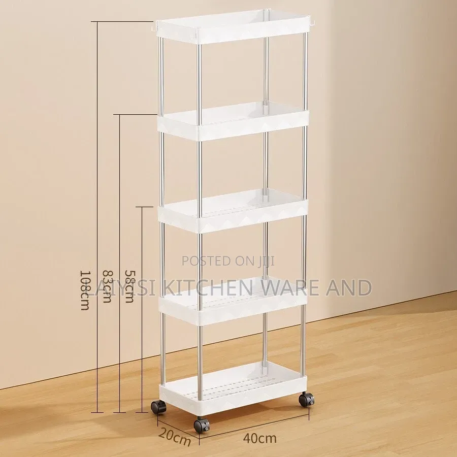 4 Tier Rack Trolley On Wheels Rollcart Kitchen Storage Shelf Organiser