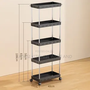 4 Tier Rack Trolley On Wheels Rollcart Kitchen Storage Shelf Organiser