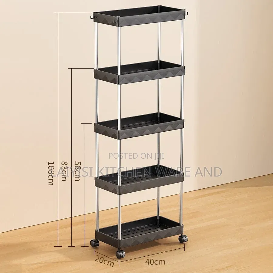 4 Tier Rack Trolley On Wheels Rollcart Kitchen Storage Shelf Organiser