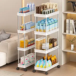 4 Tier Rack Trolley On Wheels Rollcart Kitchen Storage Shelf Organiser