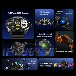 Oraimo Watch 5r Pro Amoled 2.5d Floating Interface Ip68 Smart Watch