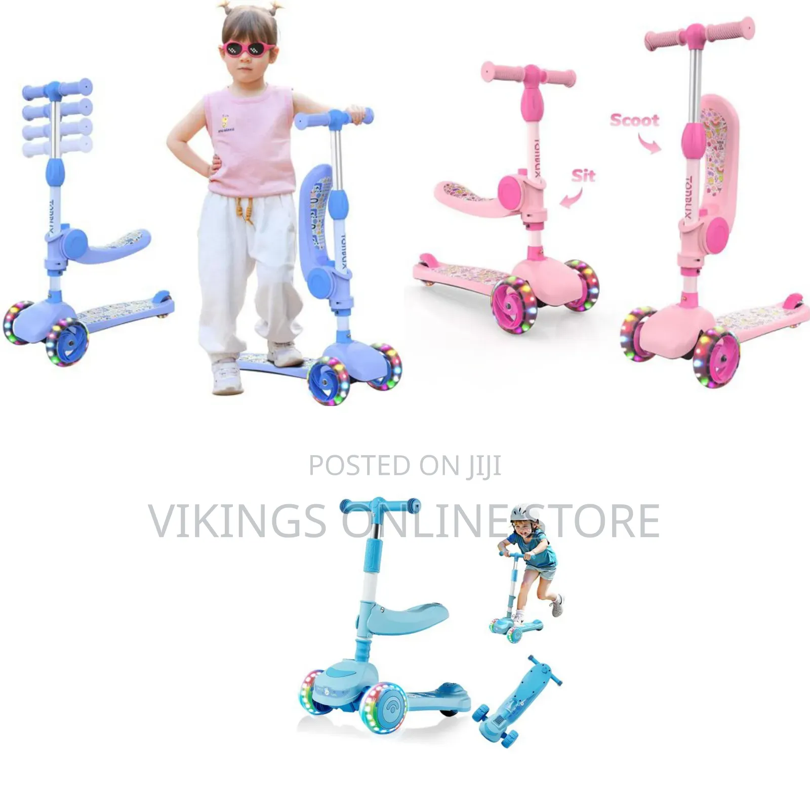 Foldable Kids Scooter With Seat,Smart Kick Scooter With Fold-Able