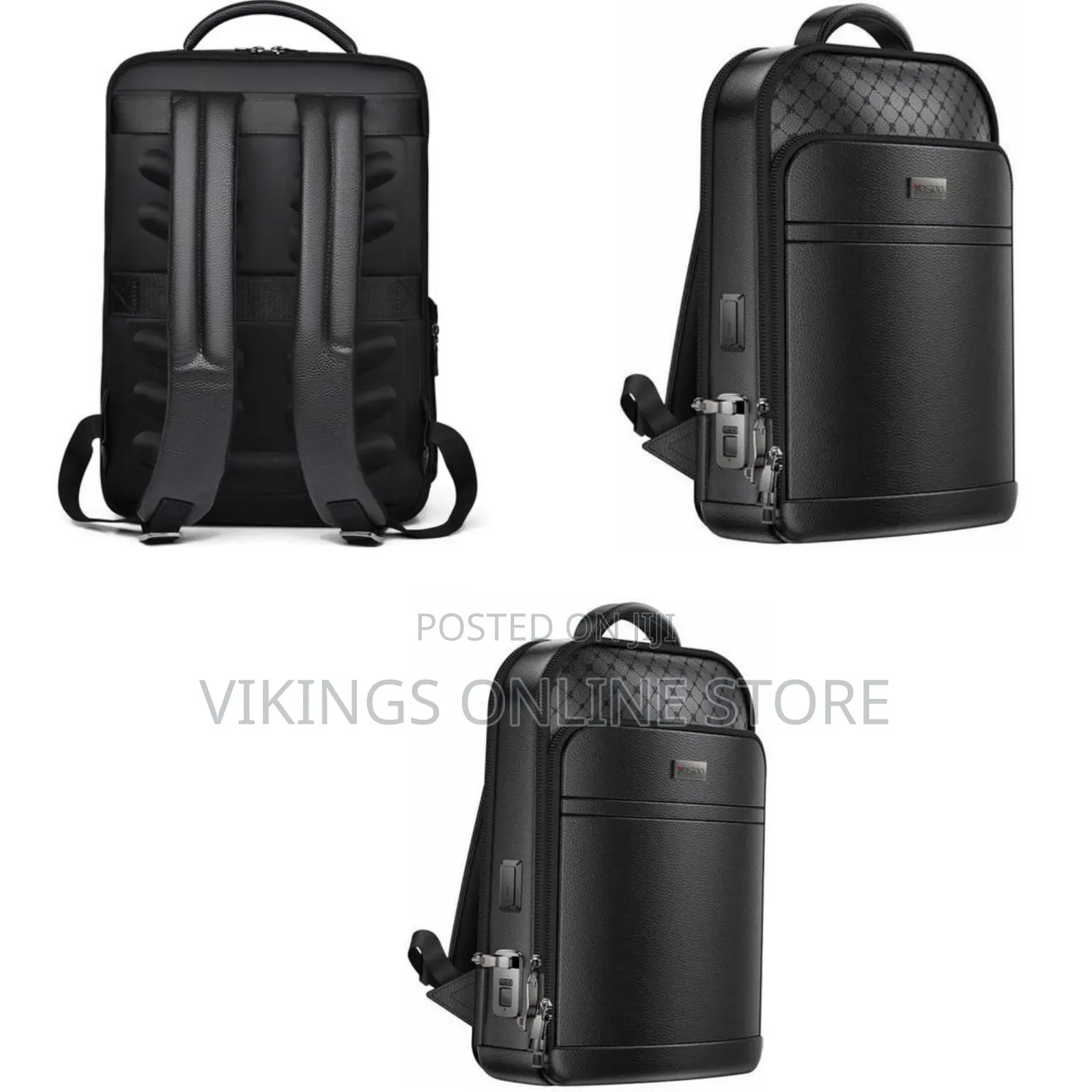 Yesido Genuine Leather Smart Backpack - Fingerprint Lock Charging