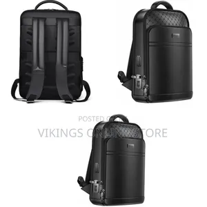 Yesido Genuine Leather Smart Backpack - Fingerprint Lock Charging