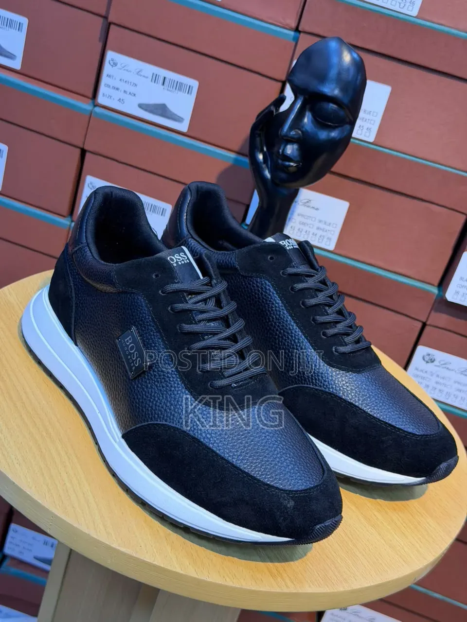 Boss Leather Sneakers. White/Blue, Black, Navy