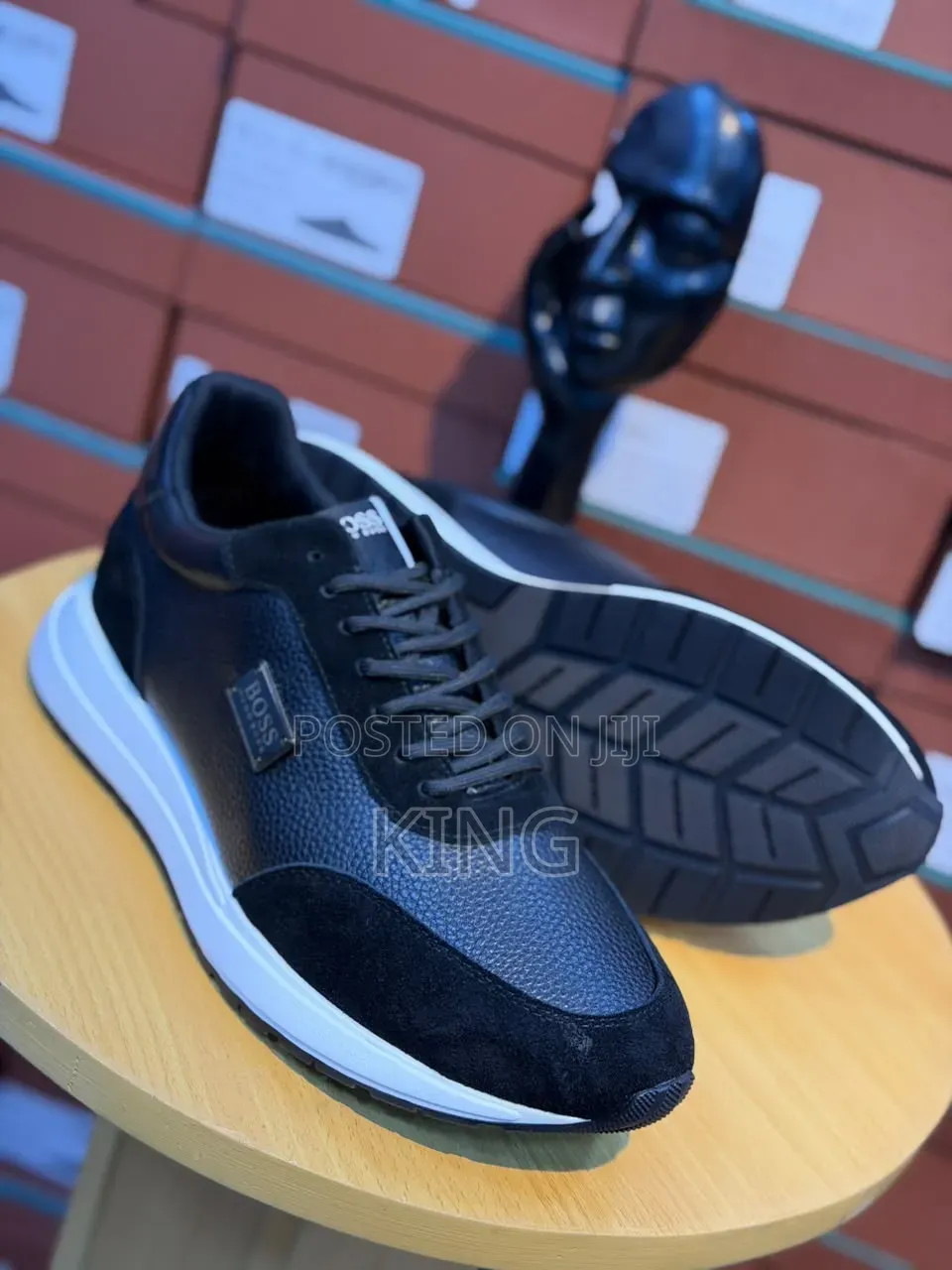 Boss Leather Sneakers. White/Blue, Black, Navy