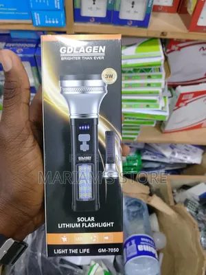 Solar Lithium Flashlight, With a 3w Led and a Side Cob Lighting Panel.