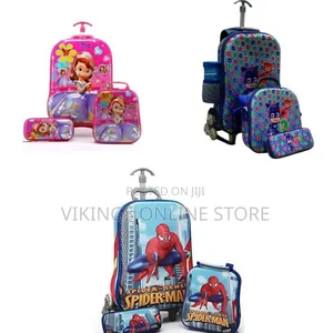5d 3in1 16inches Trolley Bag With 6 Wheels, Pencil Box and Backpack