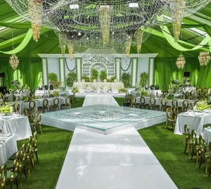 Mega Tent Green, White Gold Wedding of 400 Guests