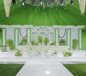 Mega Tent Green, White Gold Wedding of 400 Guests