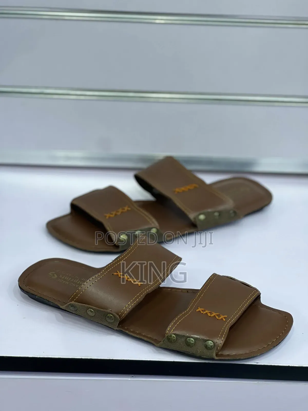 Stud Accents.Double Strap Sandals.