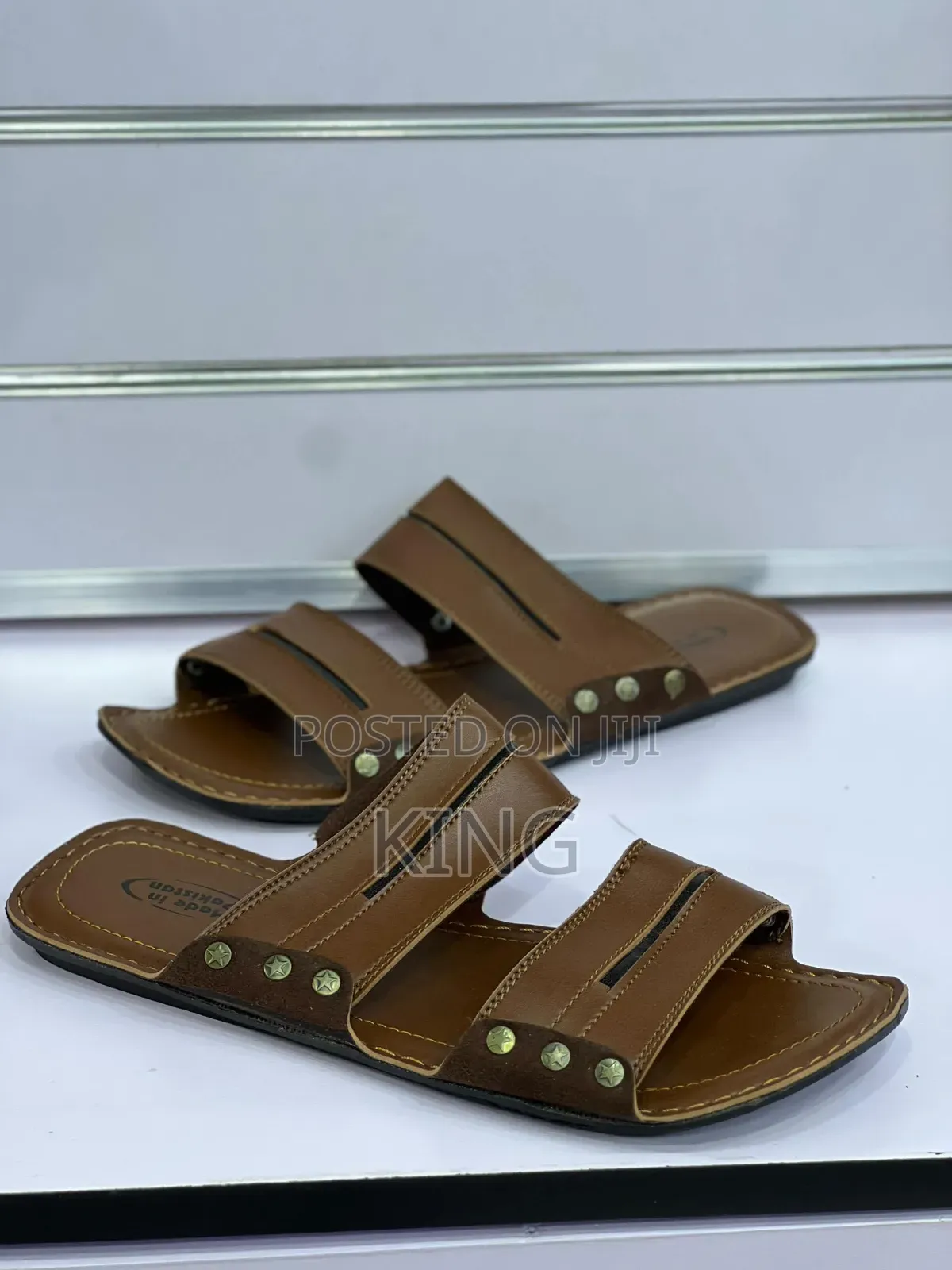 Stud Accents.Double Strap Sandals.