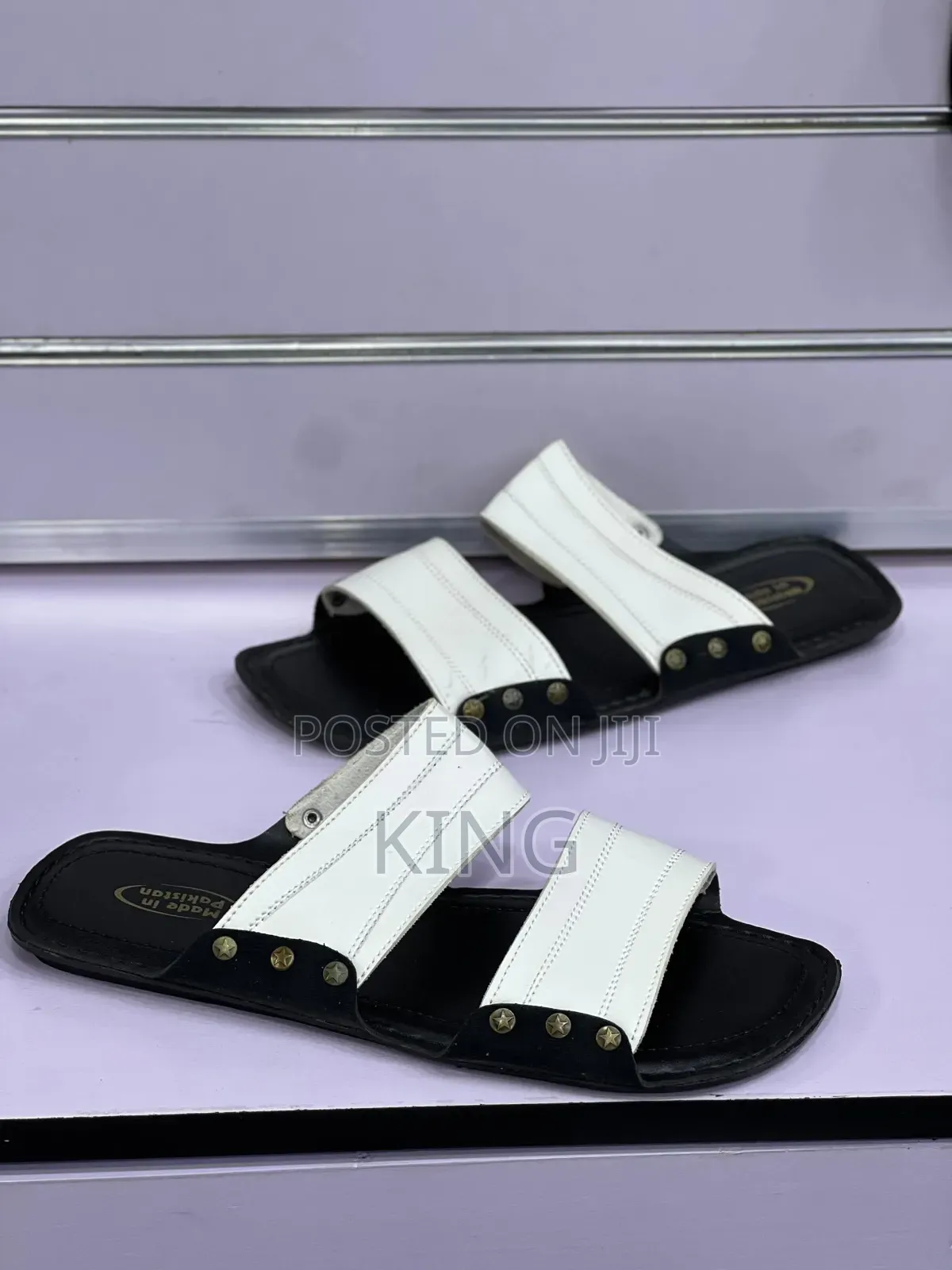 Stud Accents.Double Strap Sandals.