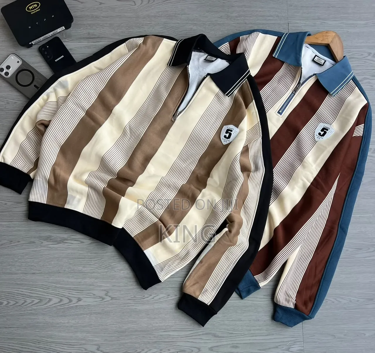 Striped Graphic Quarter Zip Sweater Shirt
