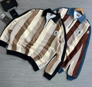 Striped Graphic Quarter Zip Sweater Shirt