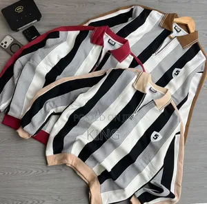 Striped Graphic Quarter Zip Sweater Shirt