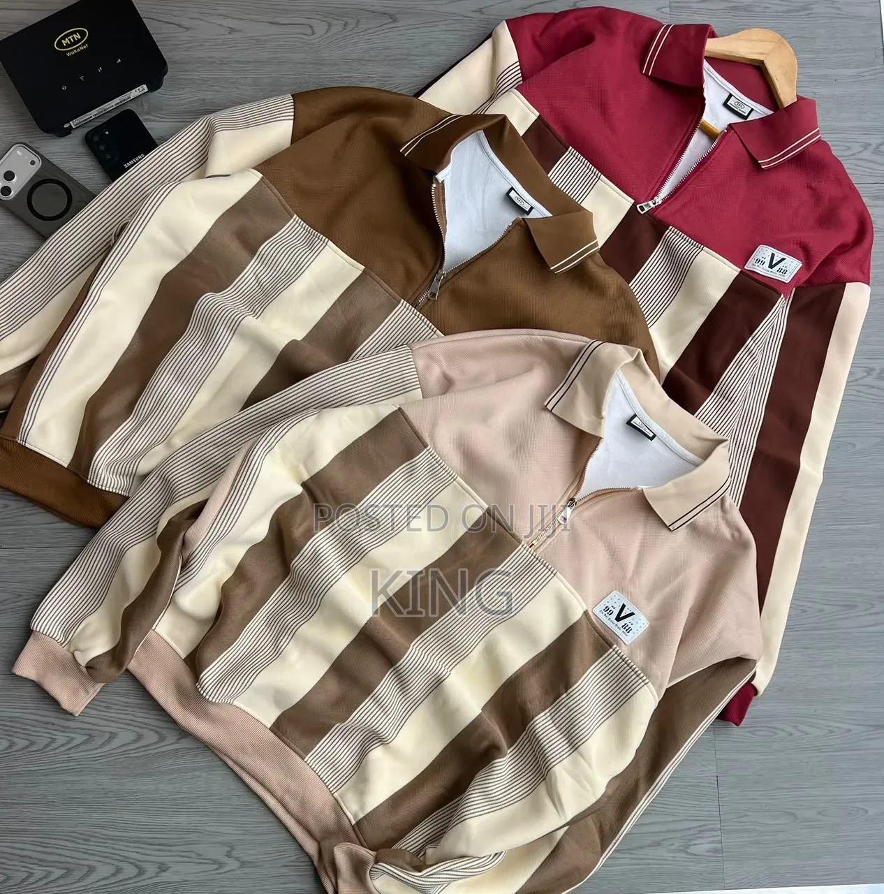 Striped Graphic Quarter Zip Sweater Shirt
