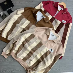 Striped Graphic Quarter Zip Sweater Shirt